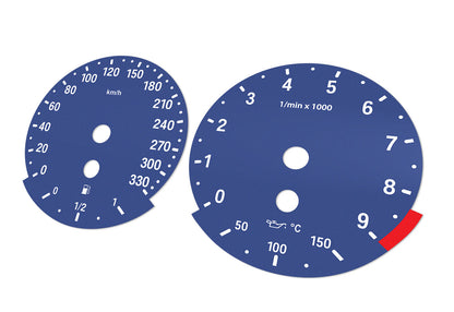 BMW E90, E92 M3 Blue - Speedometer dials MPH to Km/h Gauges