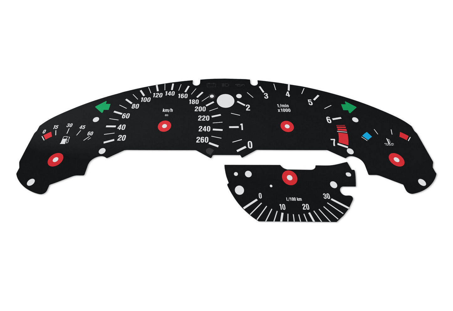 For BMW E36 260km/h - Speedometer Dials from MPH to Km/h Cluster Gauges