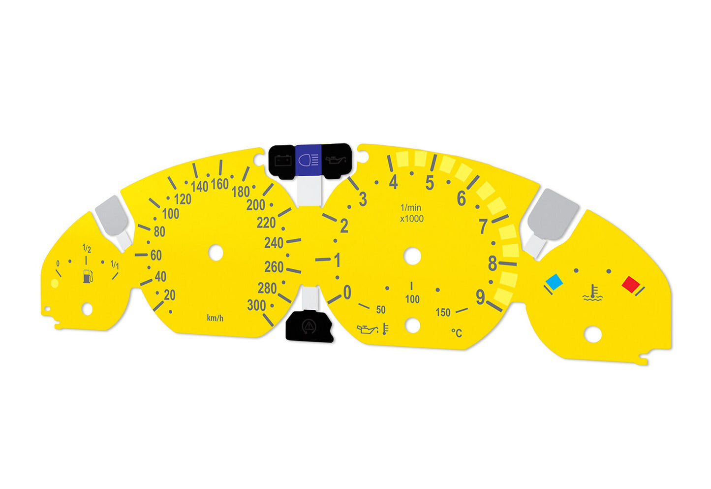 For BMW M3 E46 Yellow - Speedometer Dials from MPH to Km/h Cluster Gauges