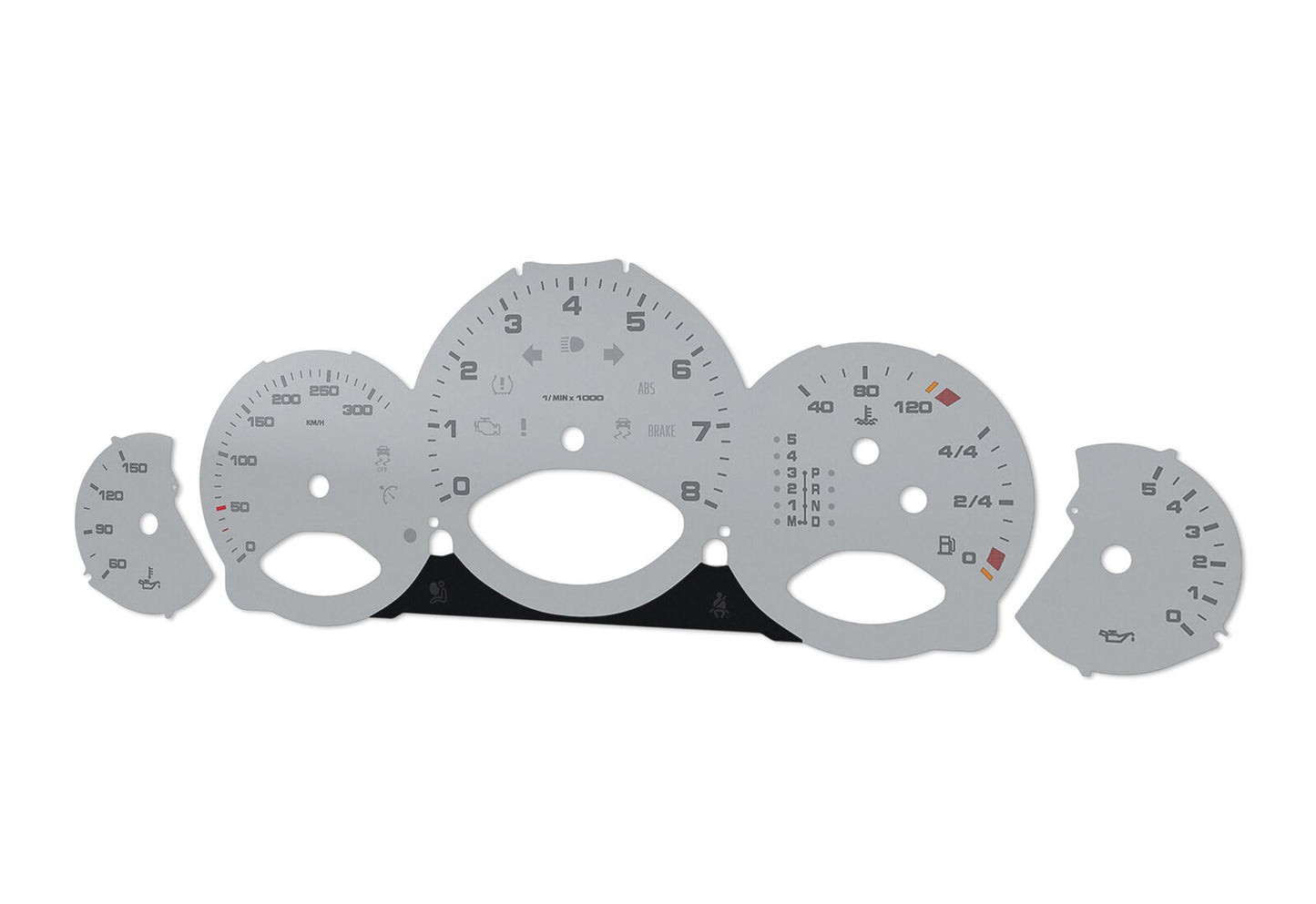 For Porsche Carrera 911, 997 Grey - Speedometer gauges from MPH to km/h Gauges