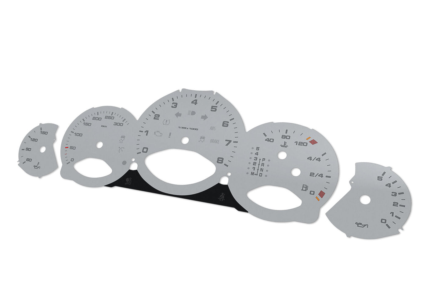 For Porsche Carrera 911, 997 Grey - Speedometer gauges from MPH to km/h Gauges