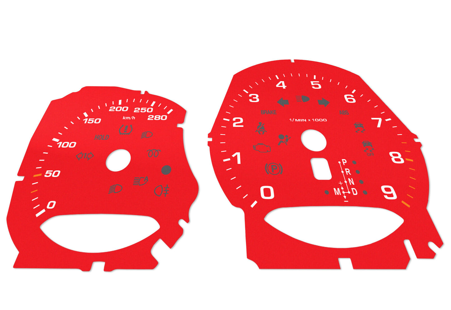 Porsche Boxster 9k rpm Red - Speedometer gauges from MPH to km/h Gauges