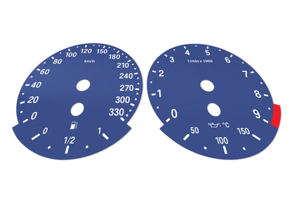 BMW E90, E92 M3 Blue - Speedometer dials MPH to Km/h Gauges