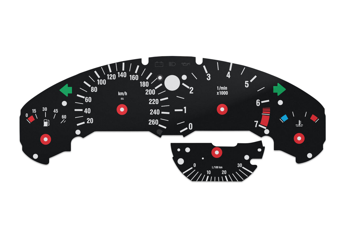 For BMW E36 260km/h - Speedometer Dials from MPH to Km/h Cluster Gauges