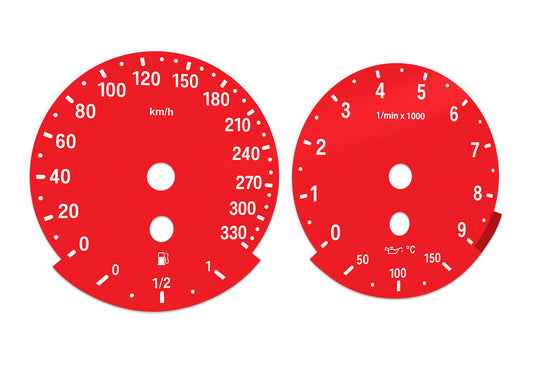 BMW E90, E92 M3 Red - Speedometer dials MPH Gauges