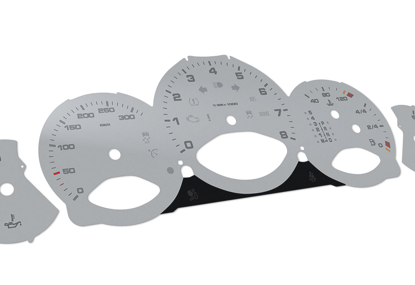 For Porsche Carrera 911, 997 Grey - Speedometer gauges from MPH to km/h Gauges