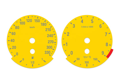 BMW E90, E92 M3 Yellow - Speedometer dials MPH to Km/h Gauges