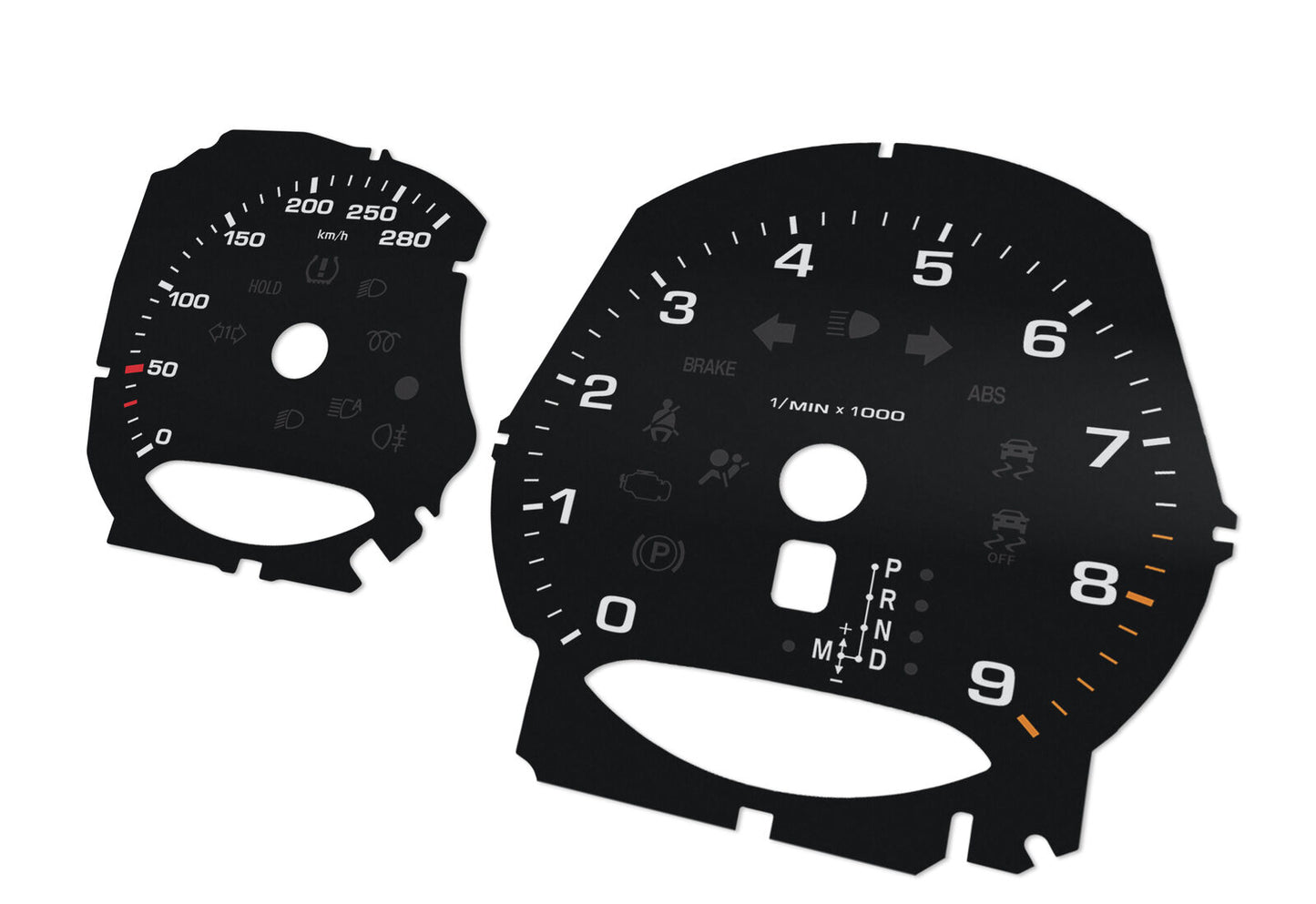 Porsche Boxster 9k RPM  - Speedometer dials MPH to KM/H Gauges