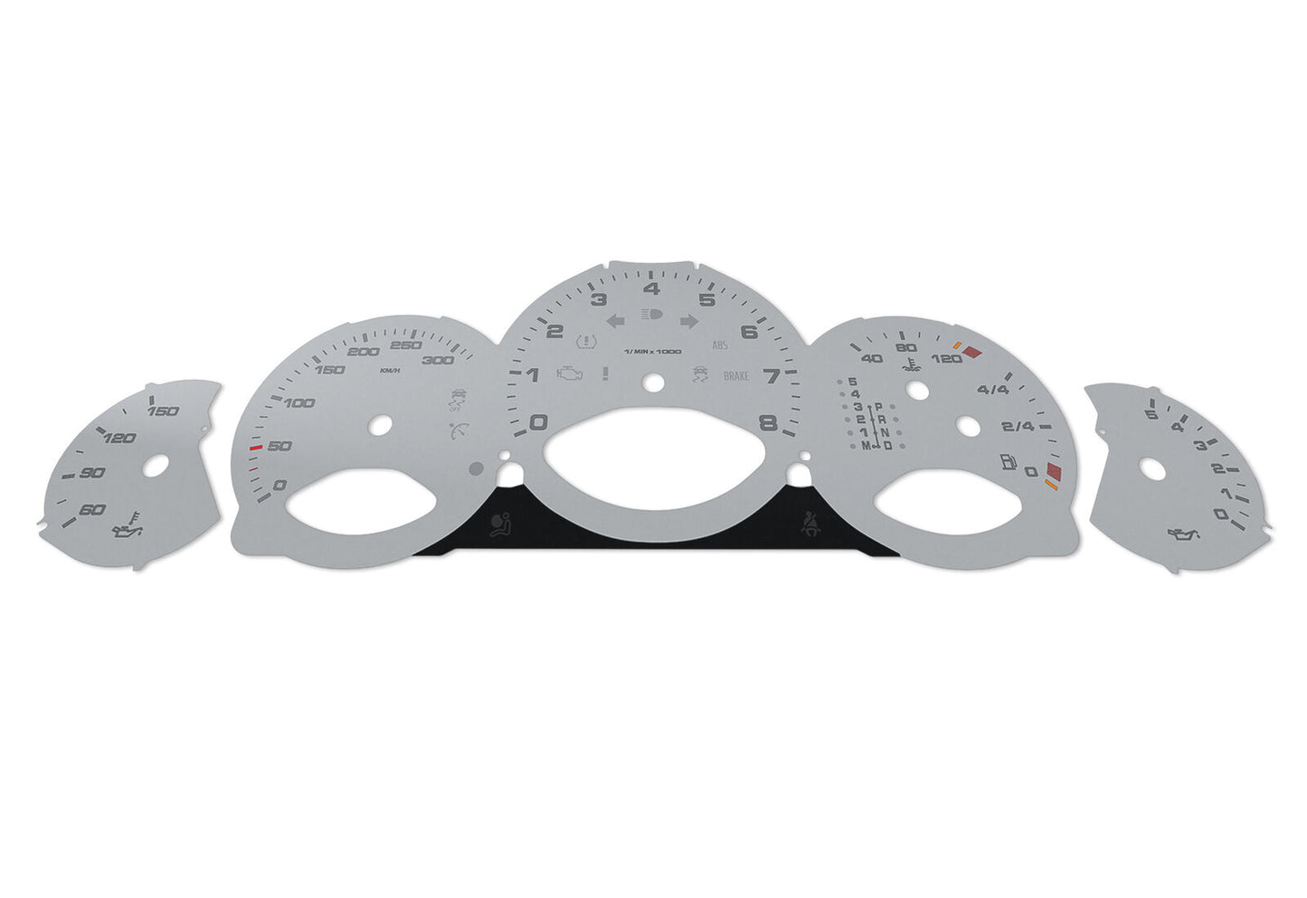 For Porsche Carrera 911, 997 Grey - Speedometer gauges from MPH to km/h Gauges