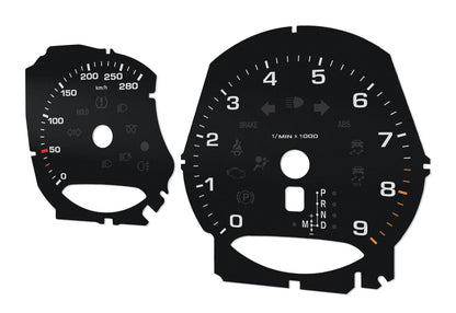 Porsche Boxster 9k RPM  - Speedometer dials MPH to KM/H Gauges