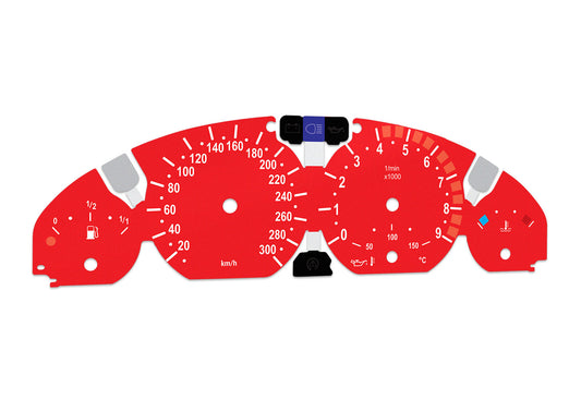 For BMW M3 E46 Red - Speedometer Dials from MPH to Km/h Cluster Gauges