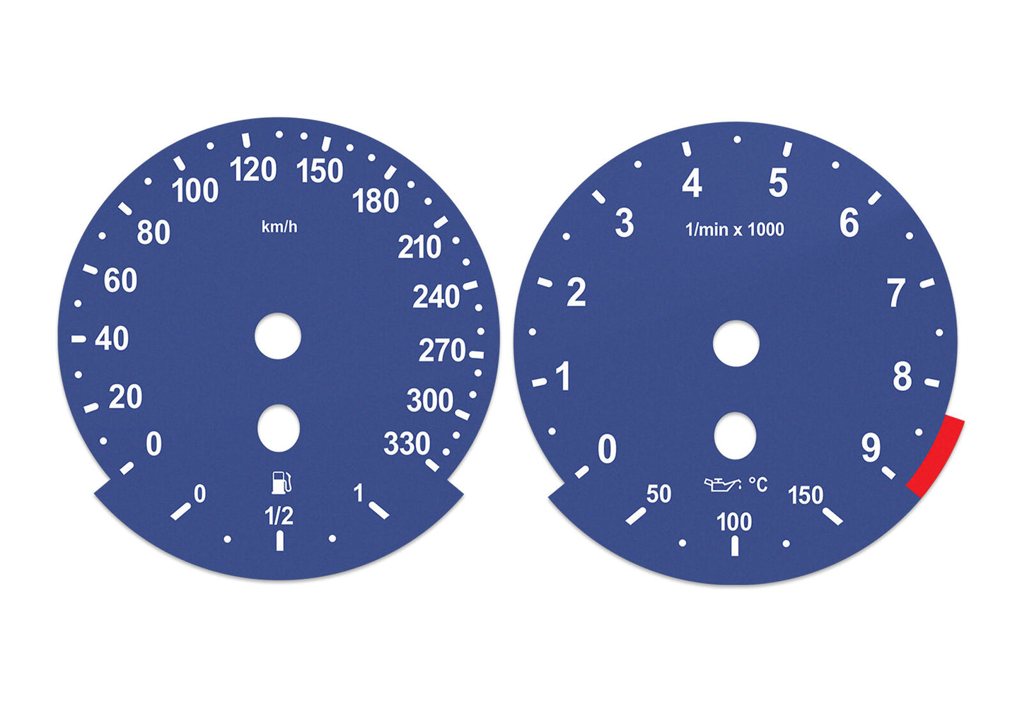 For BMW M5, M6, E60, E63 BLUE - Speedometer Dials from MPH to Km/h Gauges