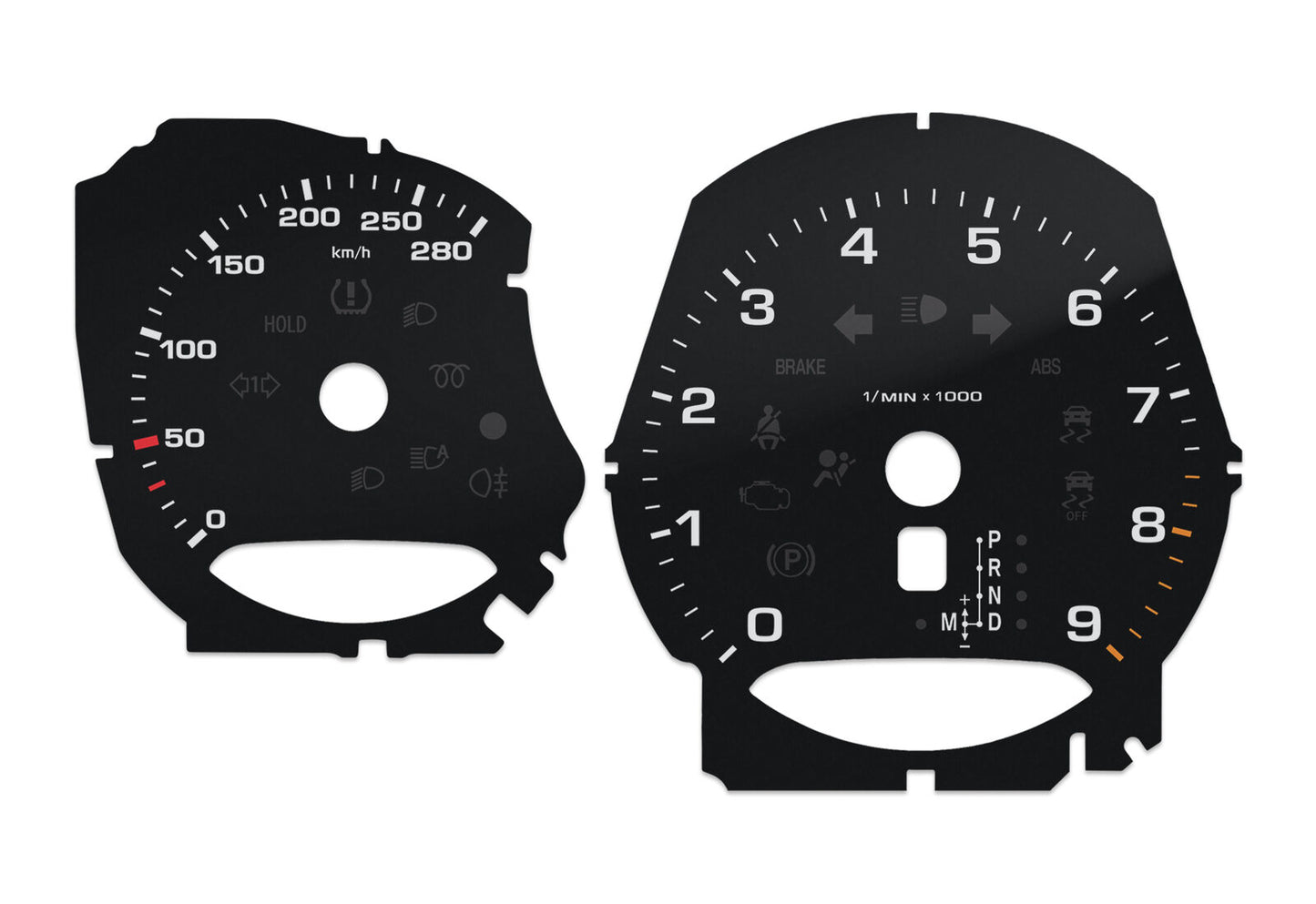 Porsche Boxster 9k RPM  - Speedometer dials MPH to KM/H Gauges