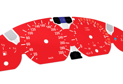 For BMW M3 E46 Red - Speedometer Dials from MPH to Km/h Cluster Gauges