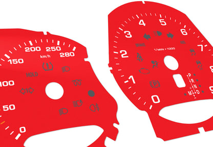 Porsche Boxster 9k rpm Red - Speedometer gauges from MPH to km/h Gauges