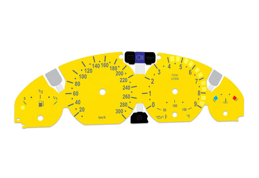 For BMW M3 E46 Yellow - Speedometer Dials from MPH to Km/h Cluster Gauges