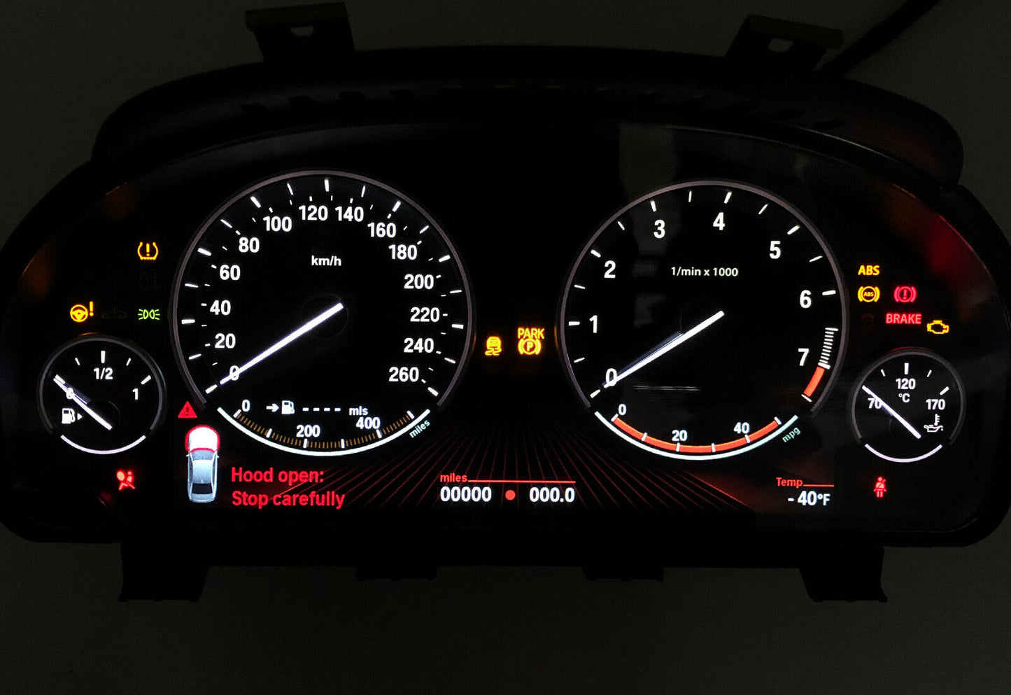 For BMW F10,F15,F25,F01 - Speedometer dials from MPH to km/h Gauges