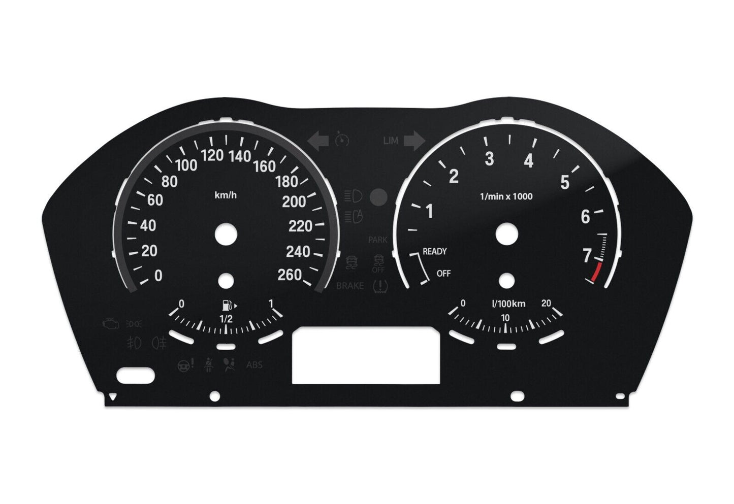 BMW 1,2, X1 series, F20, F48 - Speedometer Dials from MPH to Km/h Cluster Gauges