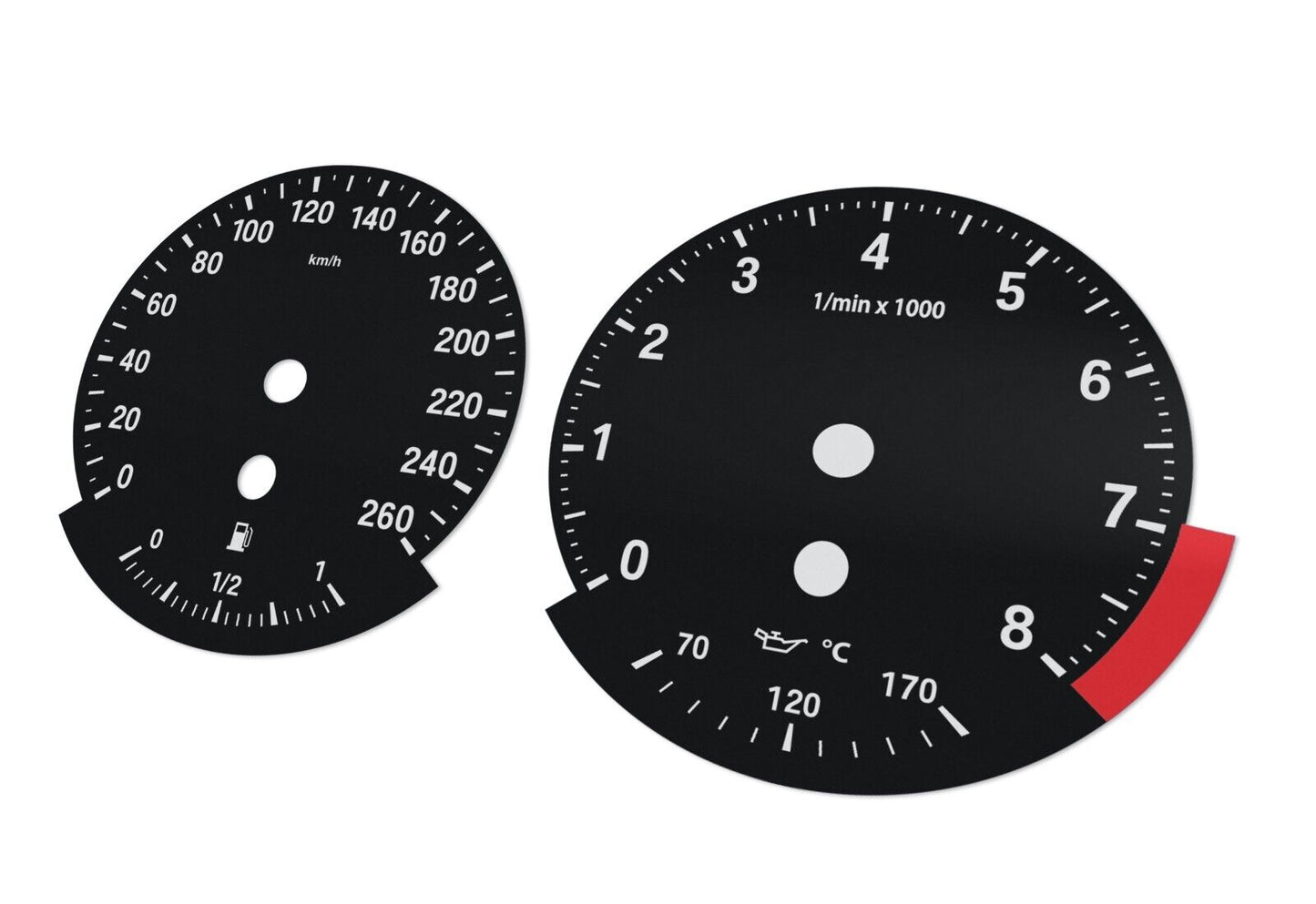 BMW 3 series E90, E92 - Speedometer dials from MPH to km/h Gauges