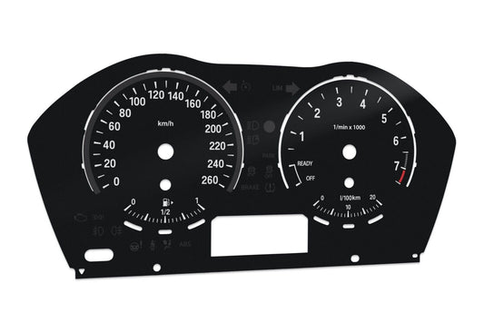 BMW 1,2, X1 series, F20, F48 - Speedometer Dials from MPH to Km/h Cluster Gauges