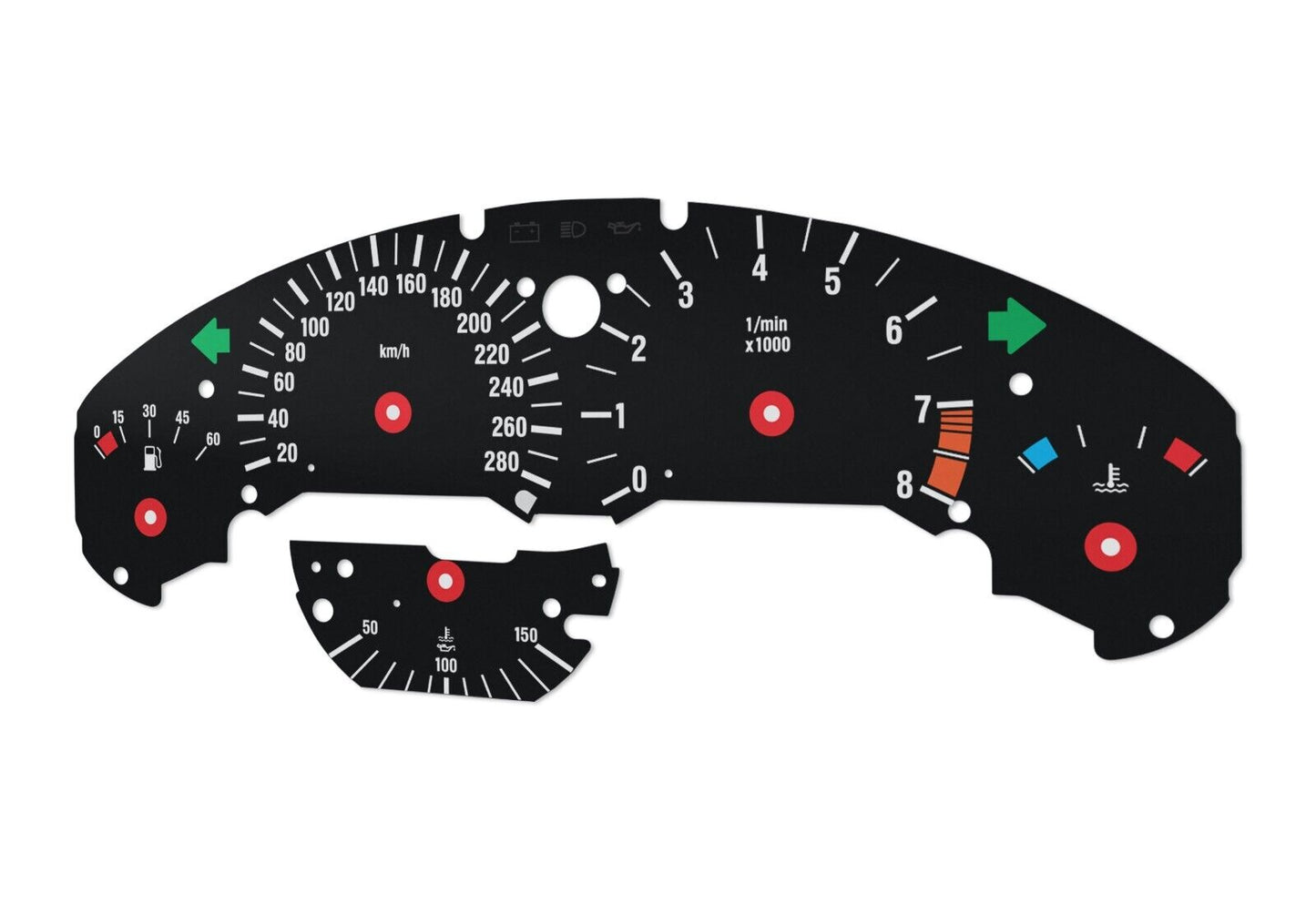 For BMW M3 E36 280km/h - Speedometer Dials from MPH to Km/h Cluster Gauges