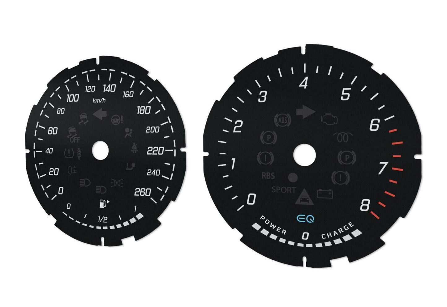 Mercedes-Benz  E, CLS W213, C257 EQ  - Speedometer dials MPH to km/h Gauges