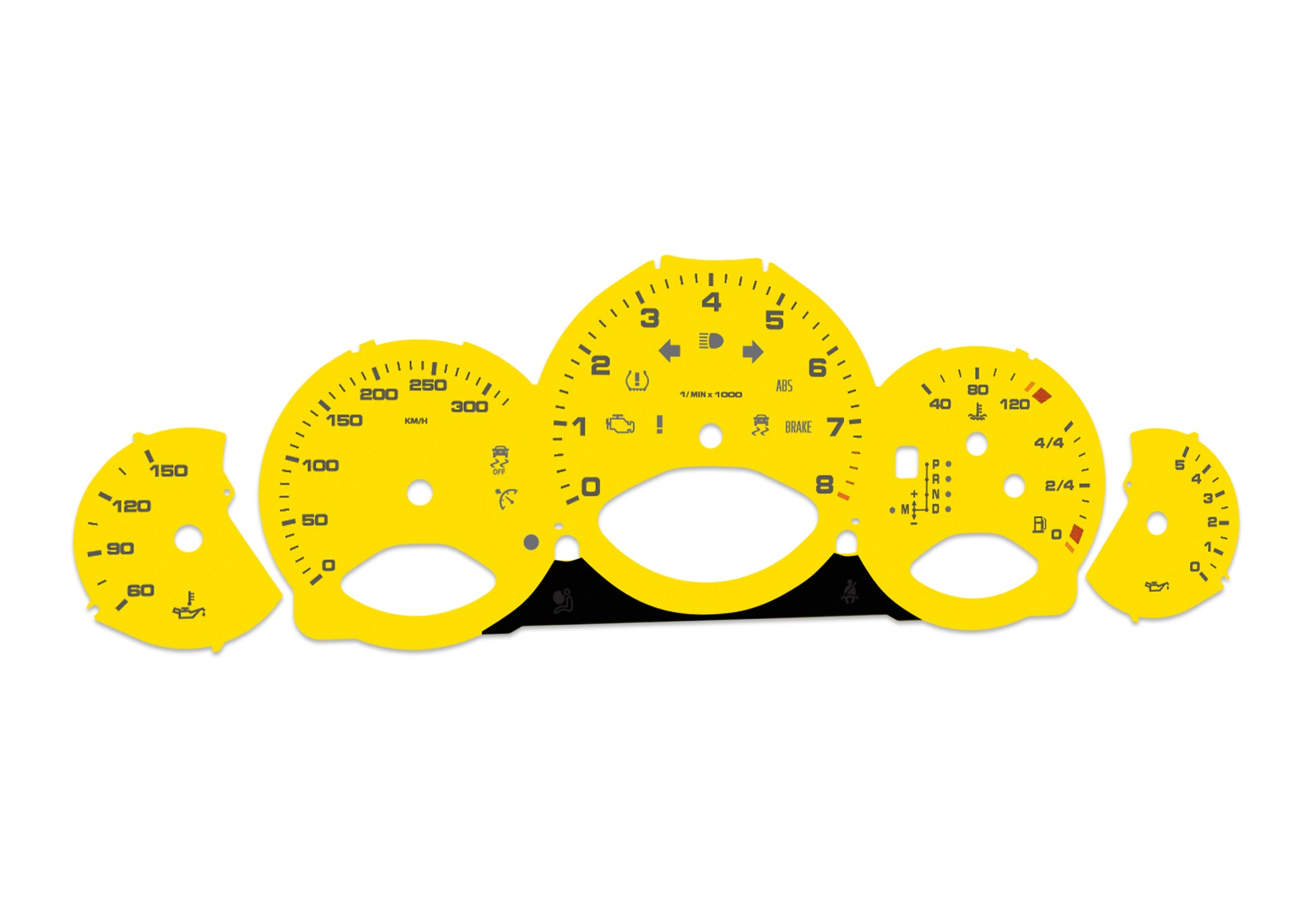 Porsche Carrera 911 997.2 Yellow - Speedometer Dials Gauges