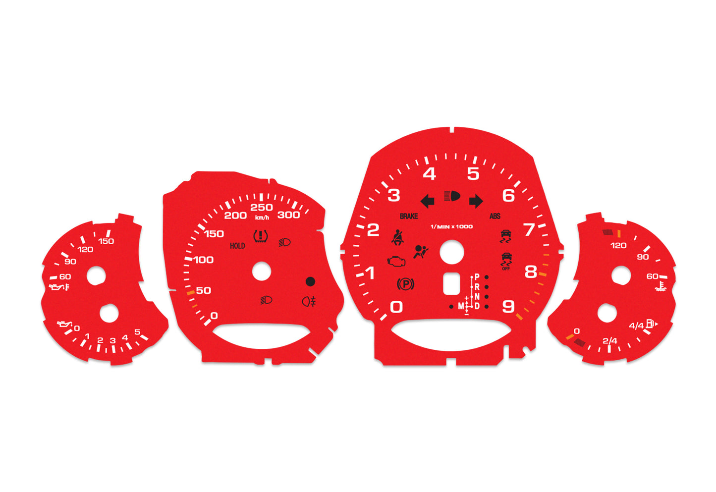 Porsche Carrera 911 991 Red - Speedometer Dials Gauges