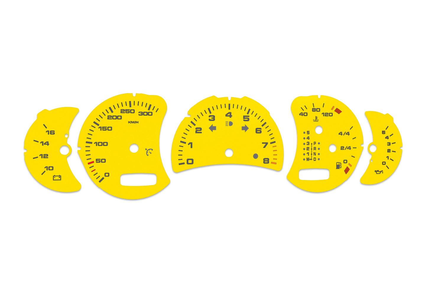 Porsche Carrera 911 996.2 Yellow - Speedometer Dials Gauges