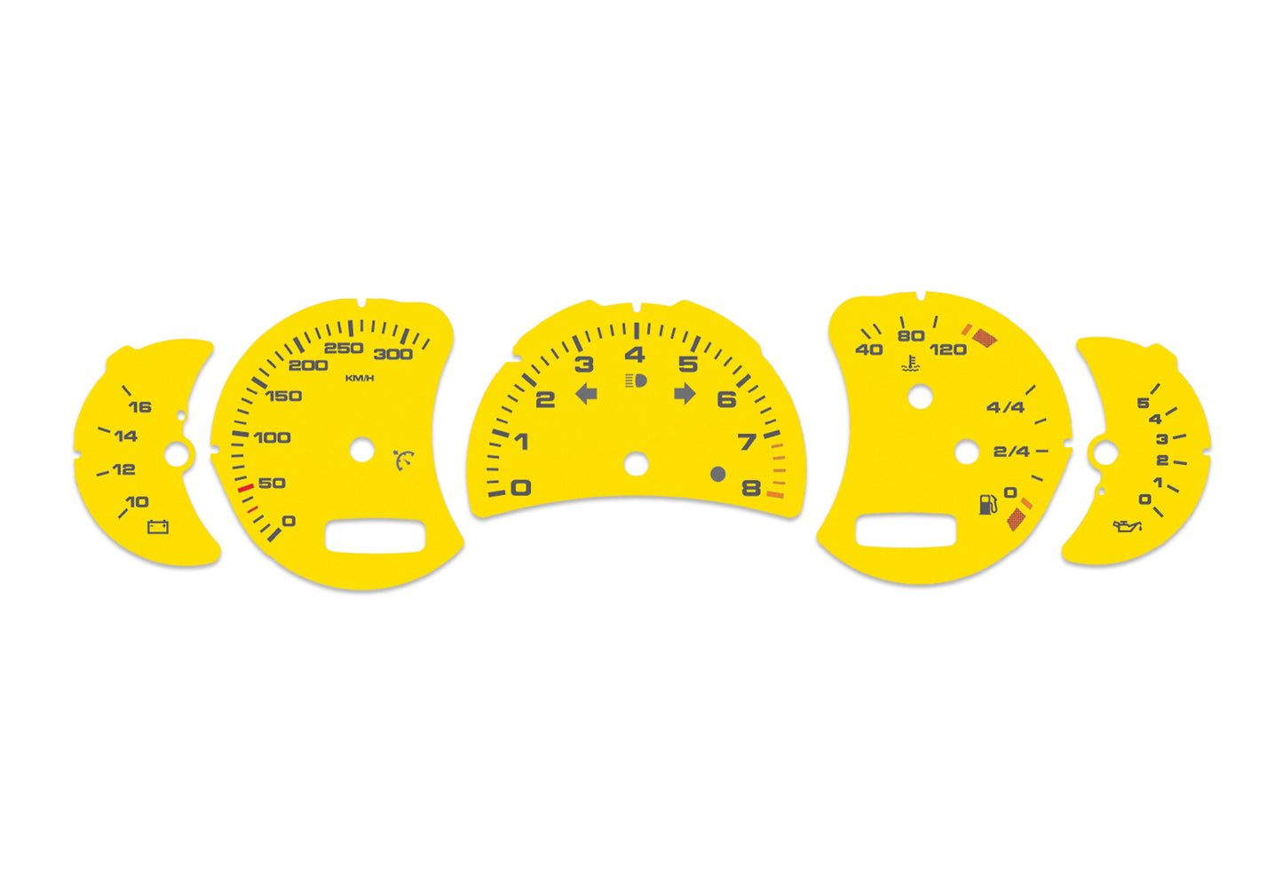 Porsche Carrera 911 996.2 Yellow - Speedometer Dials Gauges