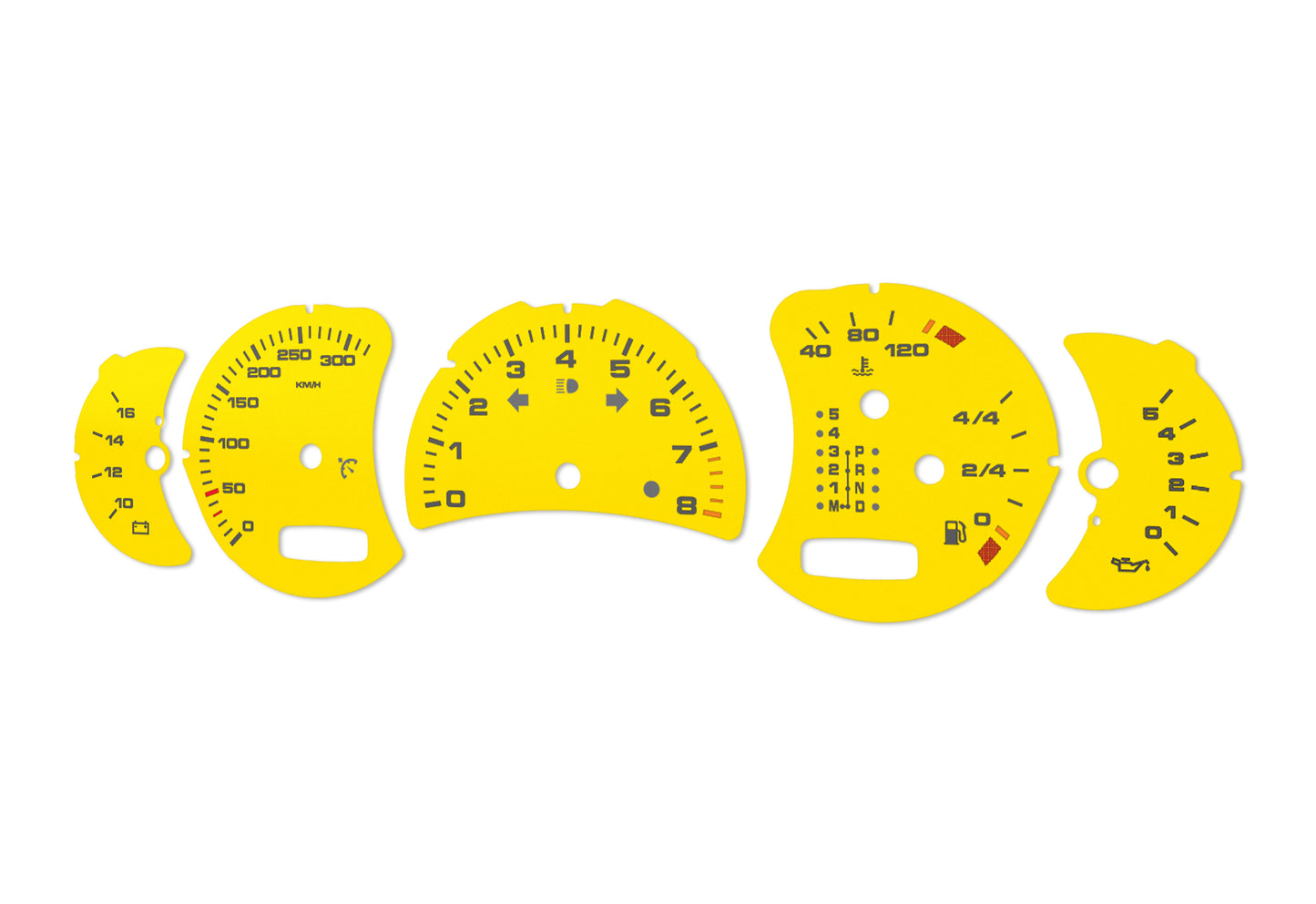 Porsche Carrera 911 996.2 Yellow - Speedometer Dials Gauges