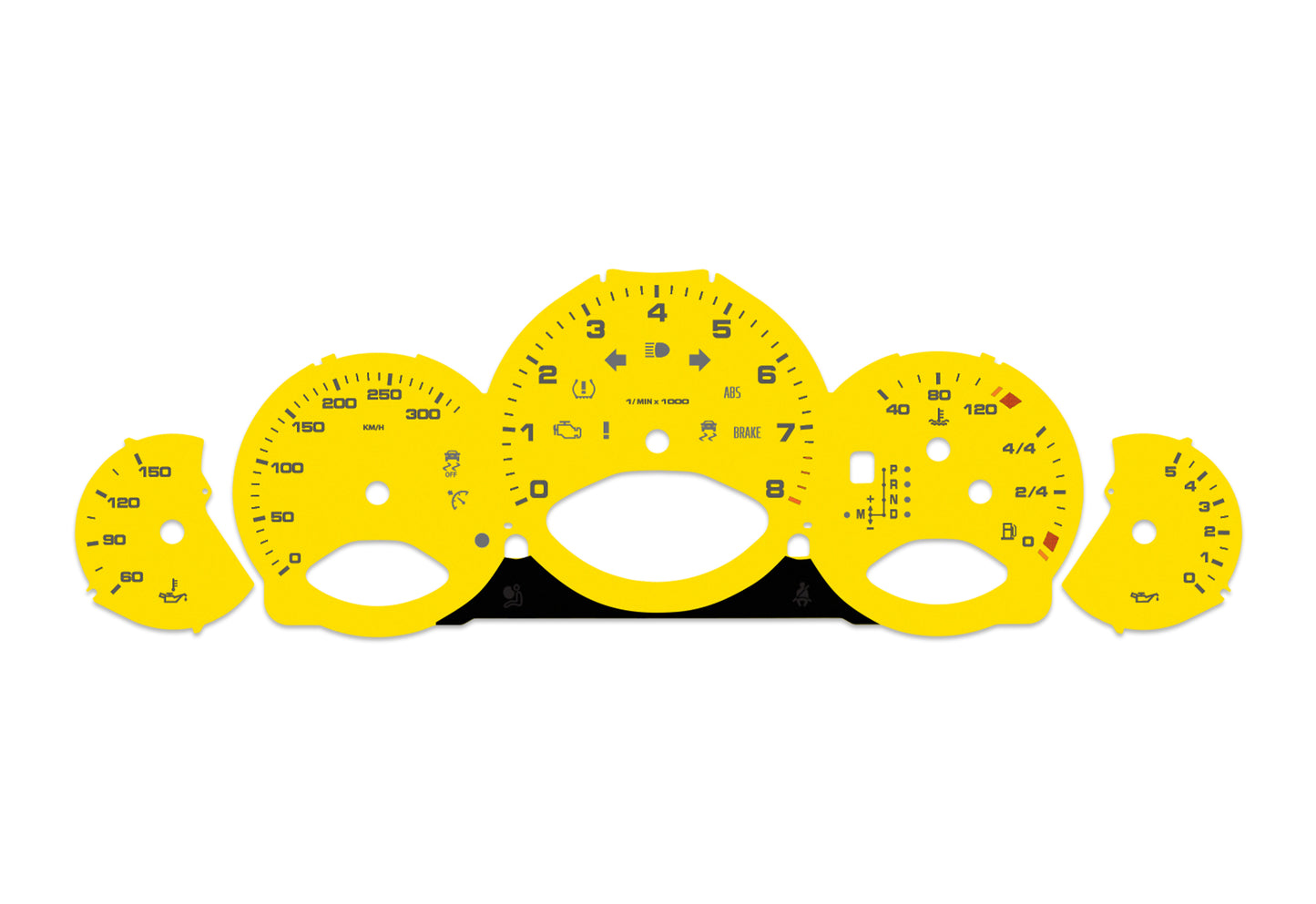 Porsche Carrera 911 997.2 Yellow - Speedometer Dials Gauges