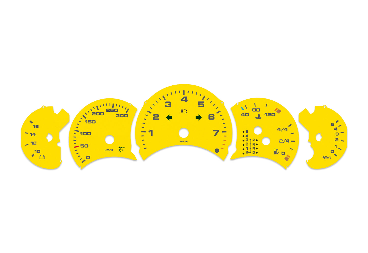 Porsche Carrera 911 996.1 Yellow - Speedometer Dials Gauges
