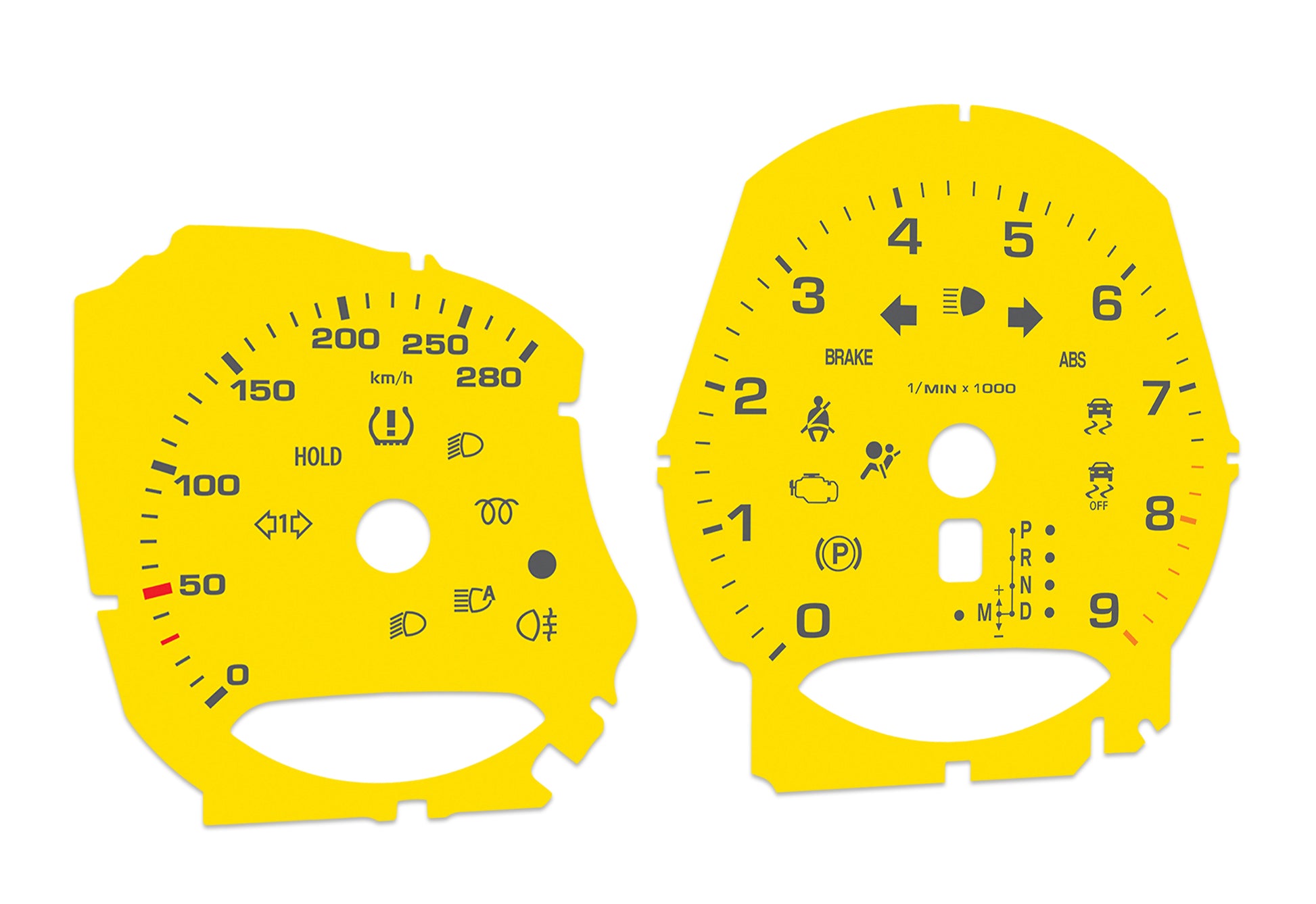 Porsche Boxster 981, 982, 718 Yellow - Speedometer Dials Gauges