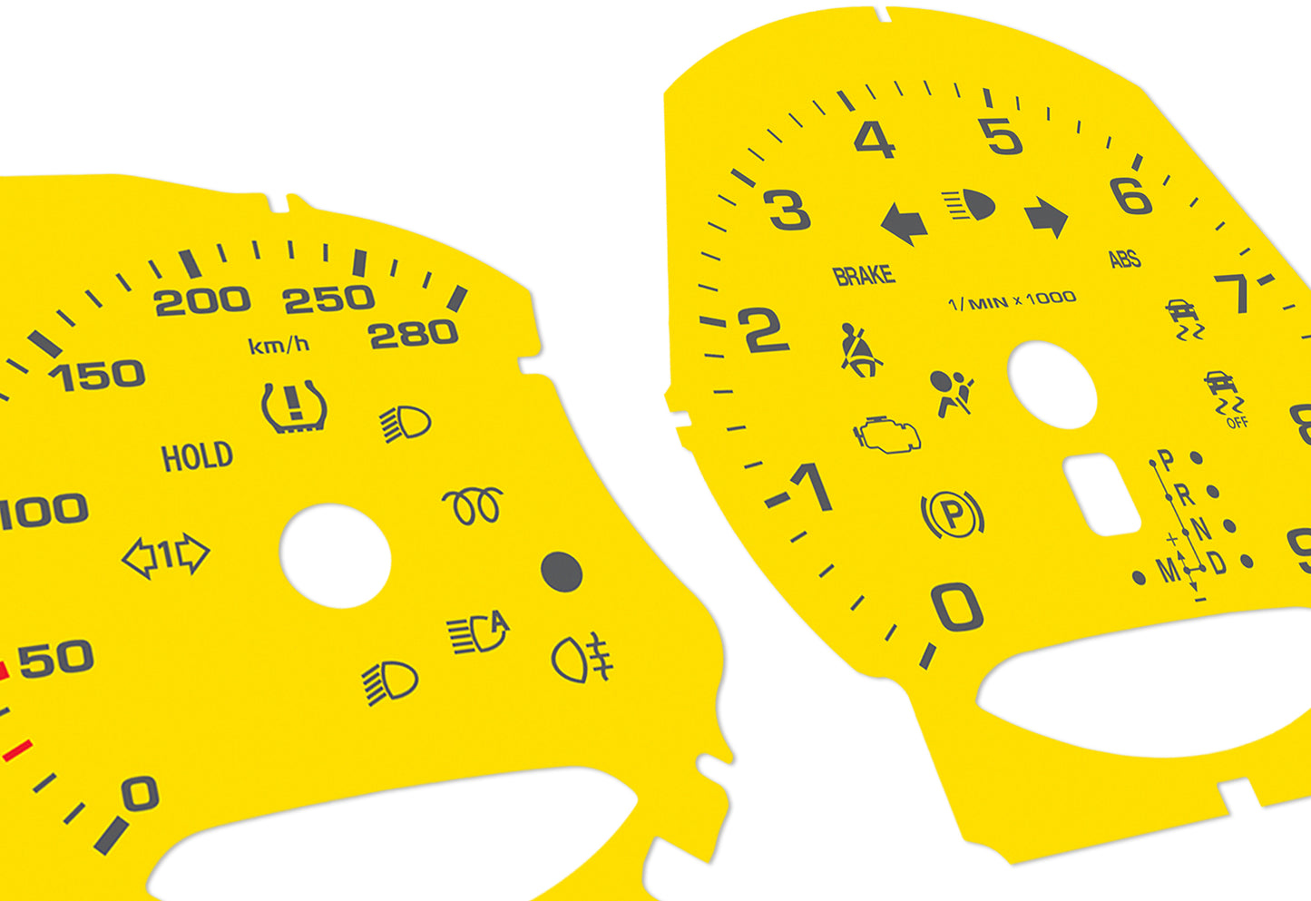 Porsche Boxster 981, 982, 718 Yellow - Speedometer Dials Gauges
