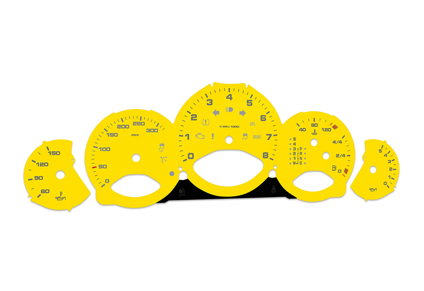 Porsche Carrera 911 997.1 Yellow - Speedometer Dials Gauges