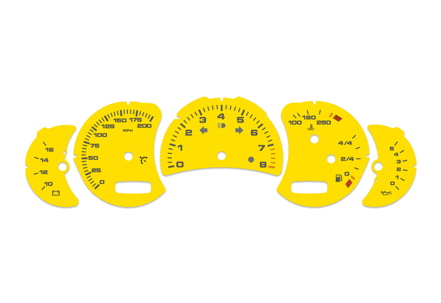Porsche Carrera 911 996.2 Yellow - Speedometer Dials Gauges