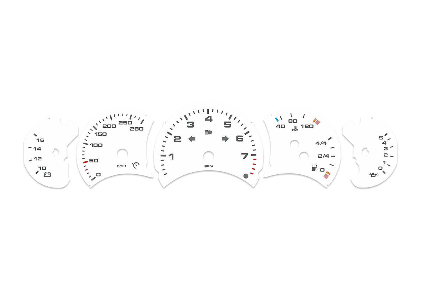 Porsche Carrera 911 996.1 White - Speedometer Dials Gauges