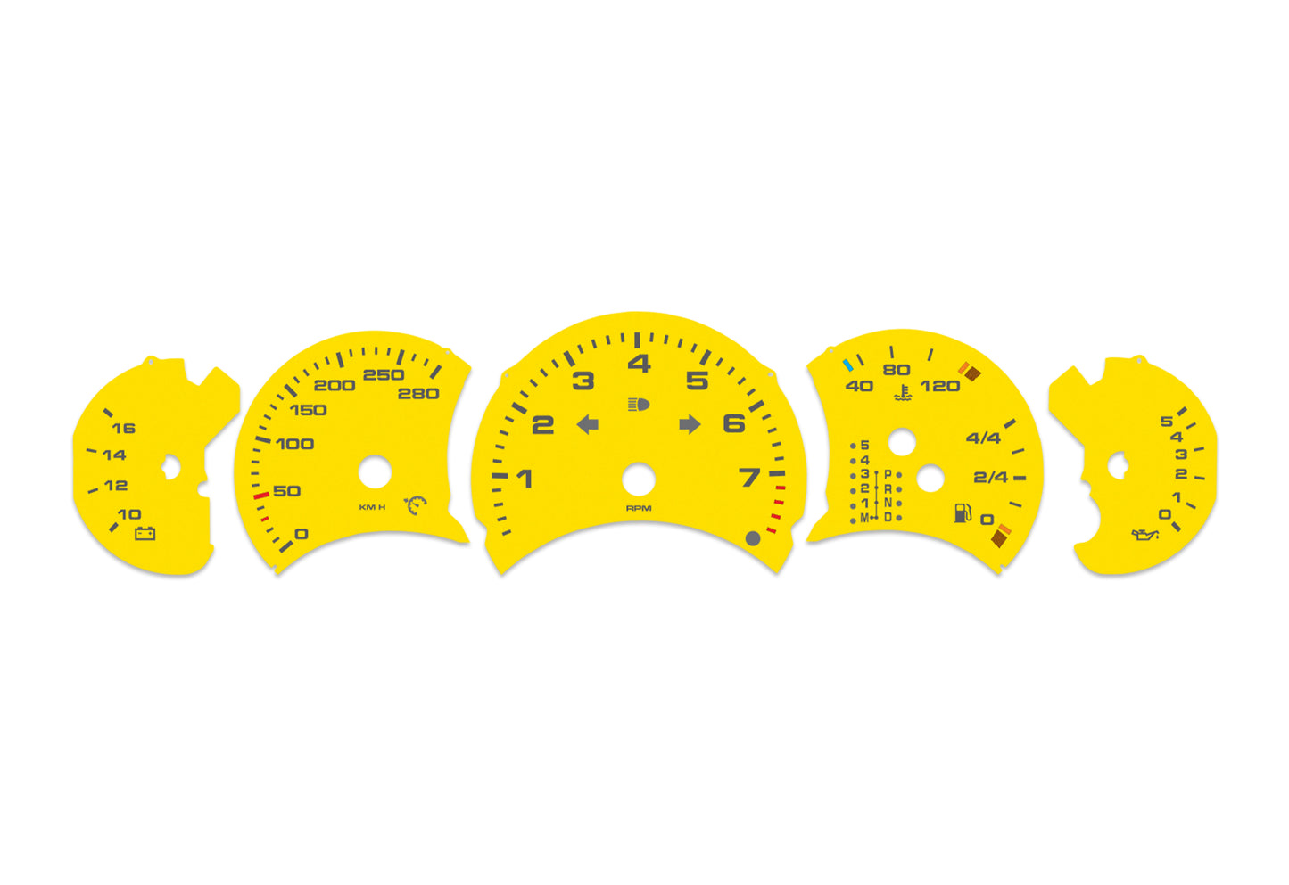 Porsche Carrera 911 996.1 Yellow - Speedometer Dials Gauges