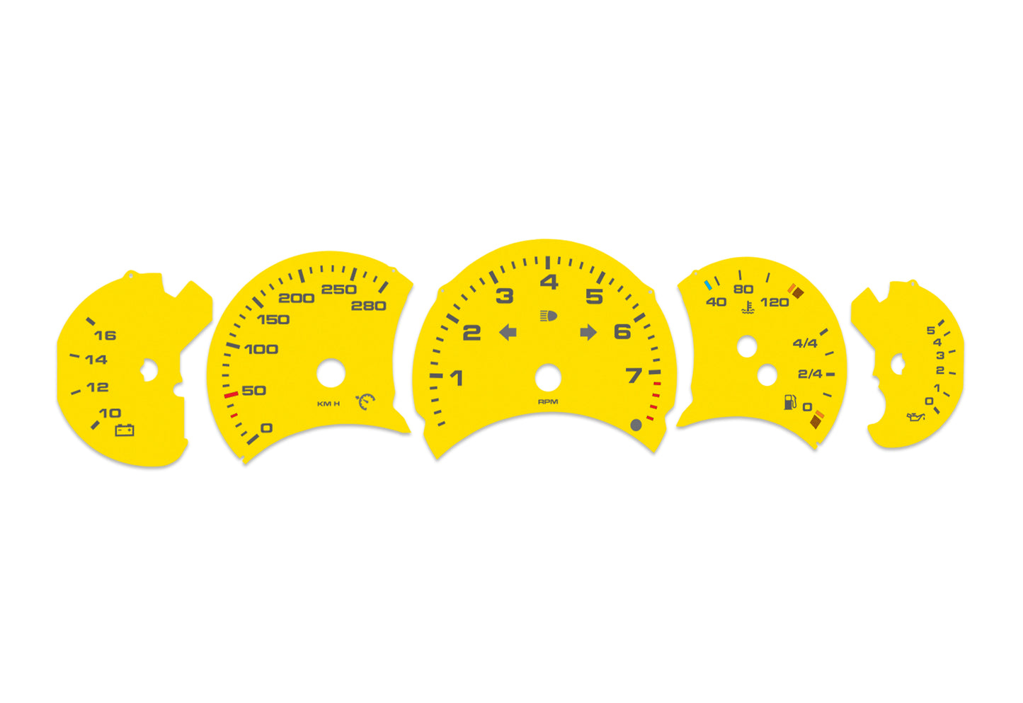Porsche Carrera 911 996.1 Yellow - Speedometer Dials Gauges