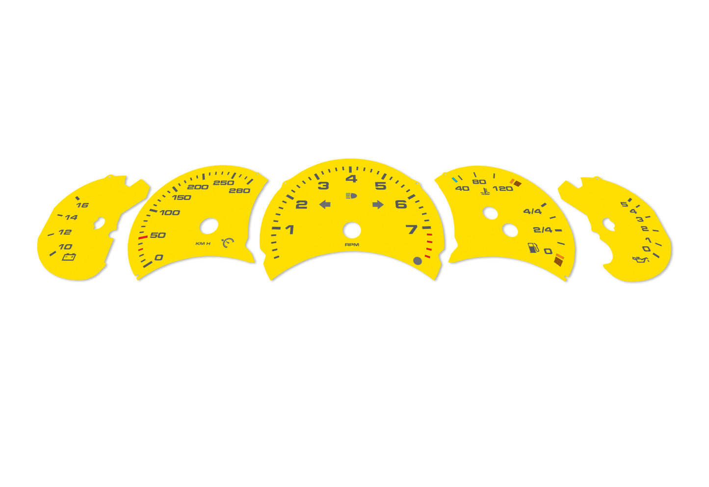 Porsche Carrera 911 996.1 Yellow - Speedometer Dials Gauges