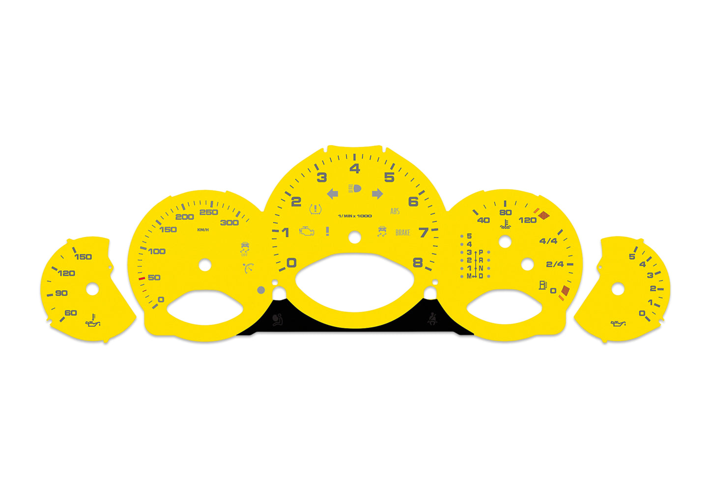 Porsche Carrera 911 997.1 Yellow - Speedometer Dials Gauges