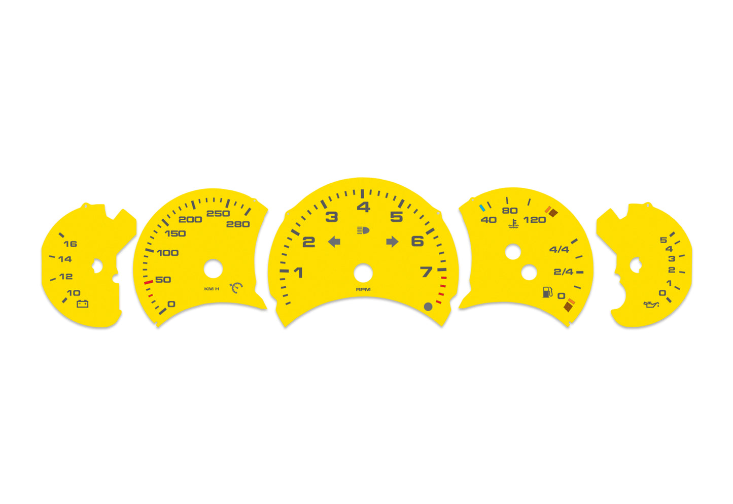 Porsche Carrera 911 996.1 Yellow - Speedometer Dials Gauges